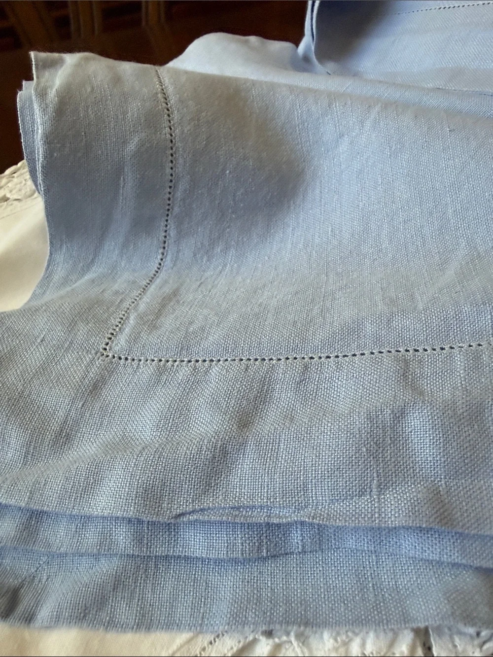 Blue linen rectangular tablecloth 80”x62”